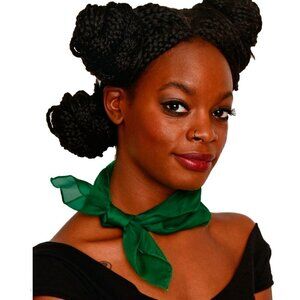 Hunter Green Sheer Chiffon Scarf 50s Style for Head Neck 21" Square - Hey Viv
